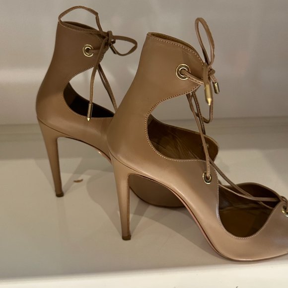 Aquazzura Leather ankle strap in beige leather - Picture 5 of 5